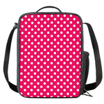 Hot Pink And White Polka Dot Print Crossbody Lunch Bag