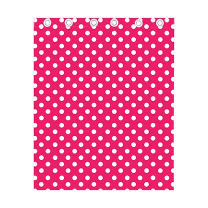 Hot Pink And White Polka Dot Print Curtain