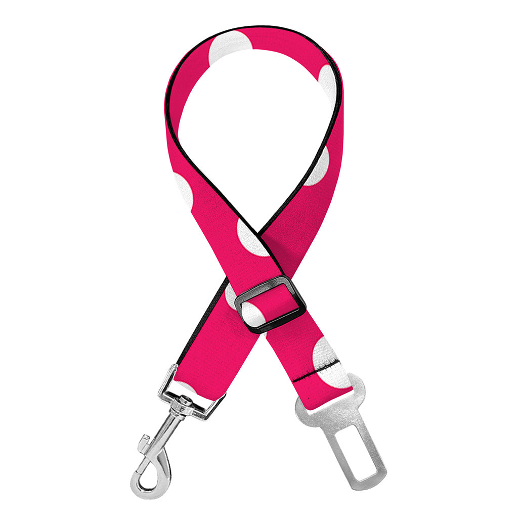 Hot Pink And White Polka Dot Print Dog Seat Belt