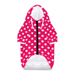 Hot Pink And White Polka Dot Print Dog Zip Up Hoodie