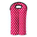 Hot Pink And White Polka Dot Print Double Neoprene Wine Tote
