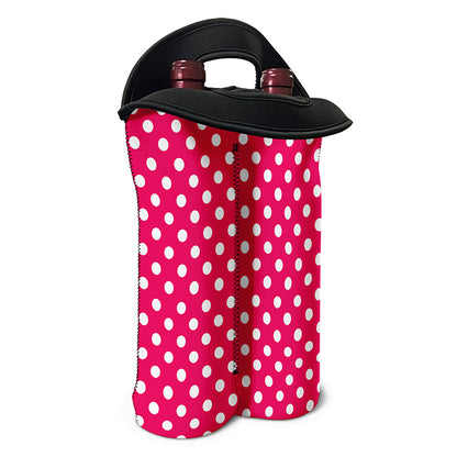 Hot Pink And White Polka Dot Print Double Neoprene Wine Tote
