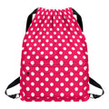 Hot Pink And White Polka Dot Print Drawstring Backpack