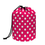 Hot Pink And White Polka Dot Print Drawstring Makeup Bag