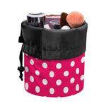 Hot Pink And White Polka Dot Print Drawstring Makeup Bag