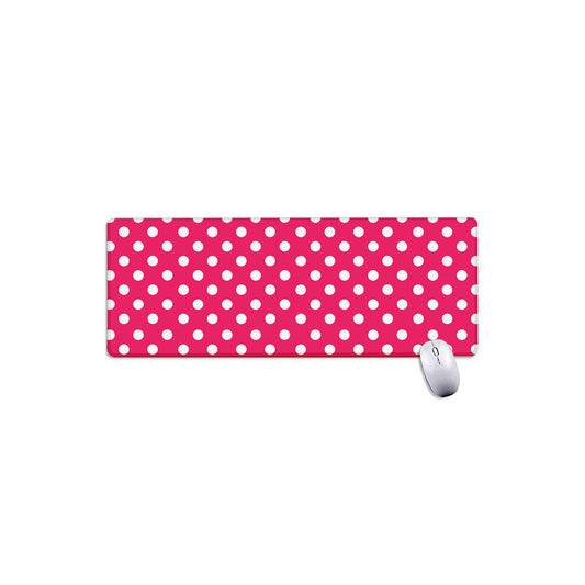Hot Pink And White Polka Dot Print Extended Mouse Pad