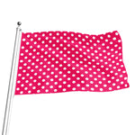 Hot Pink And White Polka Dot Print Flag