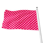 Hot Pink And White Polka Dot Print Flag