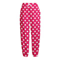 Hot Pink And White Polka Dot Print Fleece Lined Knit Pants