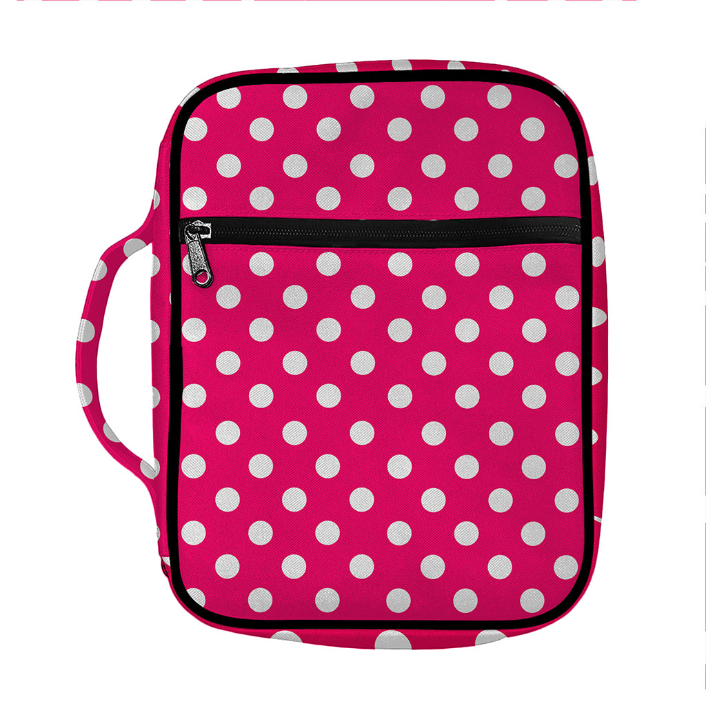 Hot Pink And White Polka Dot Print Front Pocket Bible Bag