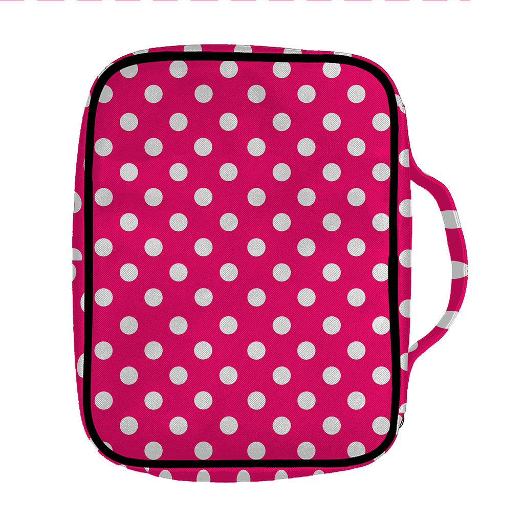 Hot Pink And White Polka Dot Print Front Pocket Bible Bag