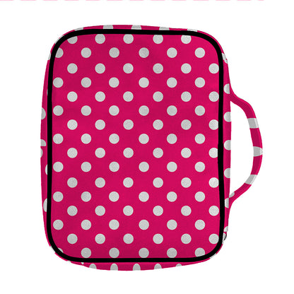 Hot Pink And White Polka Dot Print Front Pocket Bible Bag