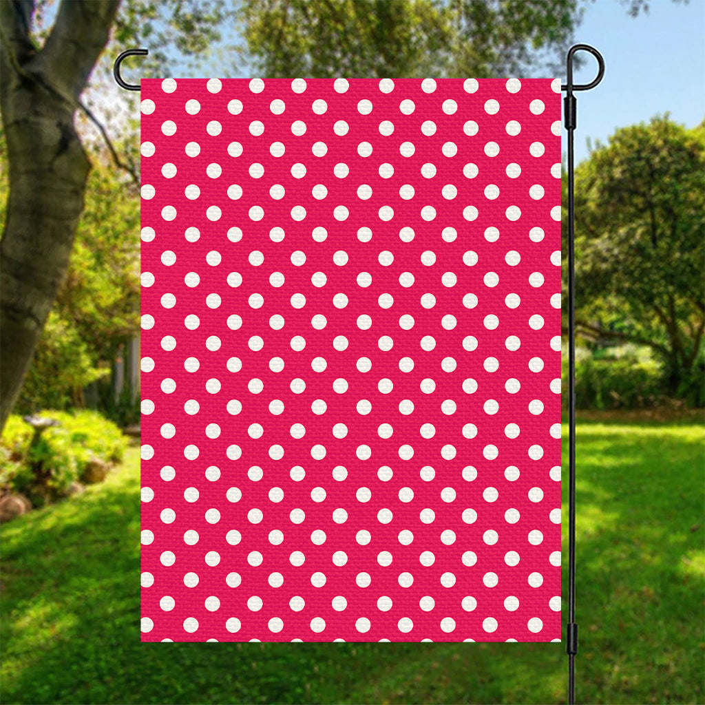 Hot Pink And White Polka Dot Print Garden Flag