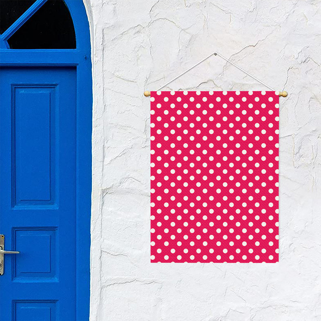 Hot Pink And White Polka Dot Print Garden Flag