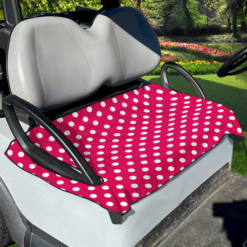 Hot Pink And White Polka Dot Print Golf Cart Seat Cover