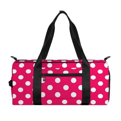 Hot Pink And White Polka Dot Print Gym Bag