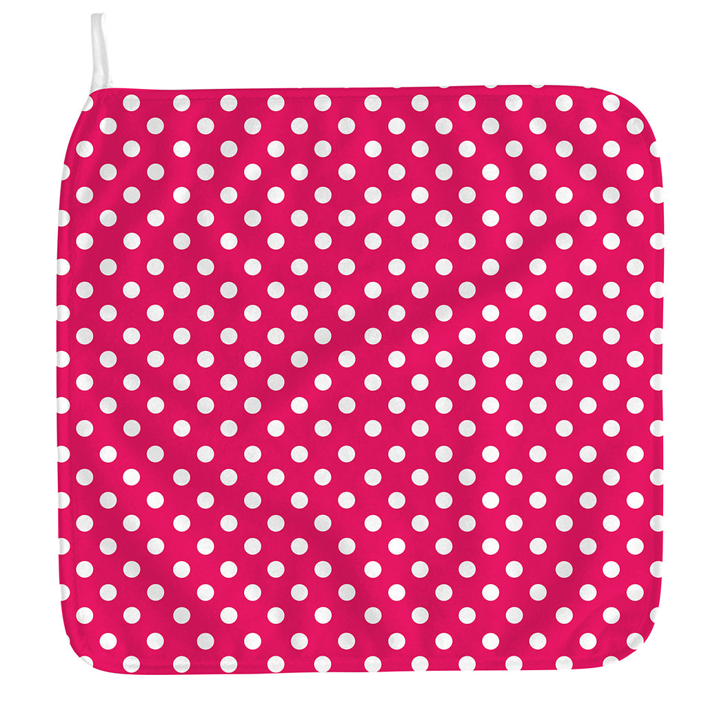 Hot Pink And White Polka Dot Print Hand Towel