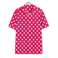 Hot Pink And White Polka Dot Print Hawaiian Shirt