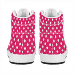 Hot Pink And White Polka Dot Print High Top Leather Sneakers