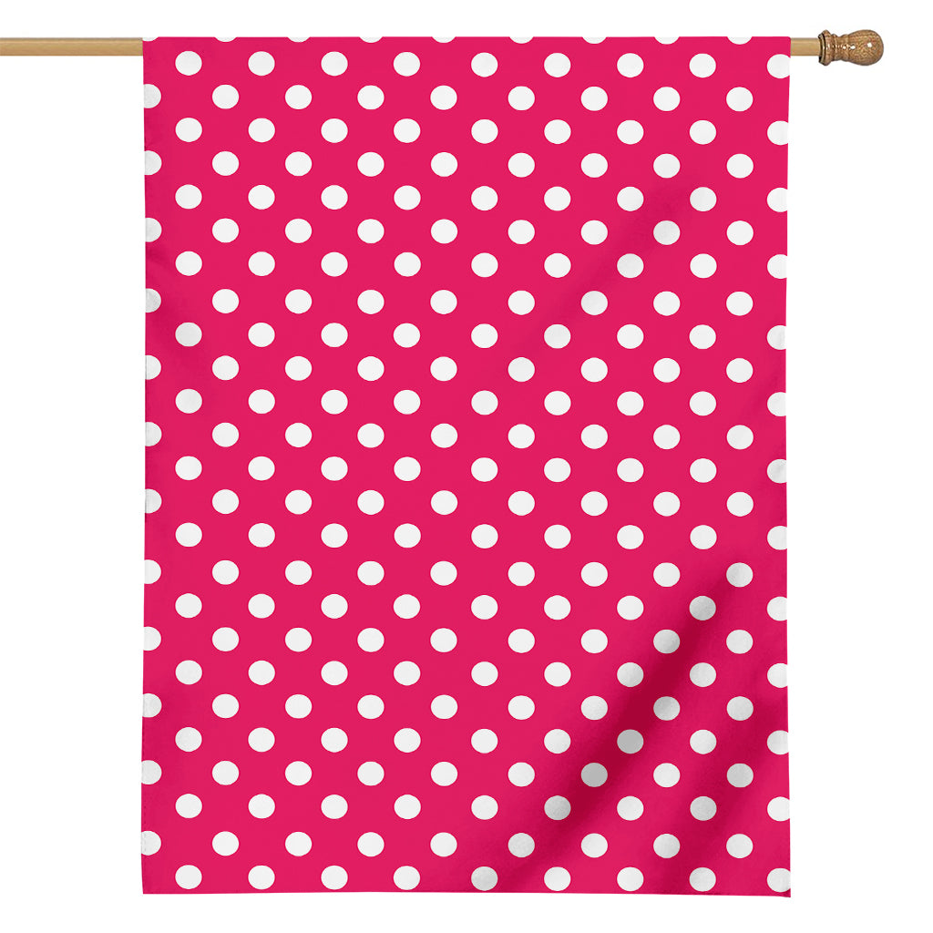 Hot Pink And White Polka Dot Print House Flag