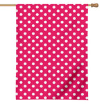 Hot Pink And White Polka Dot Print House Flag
