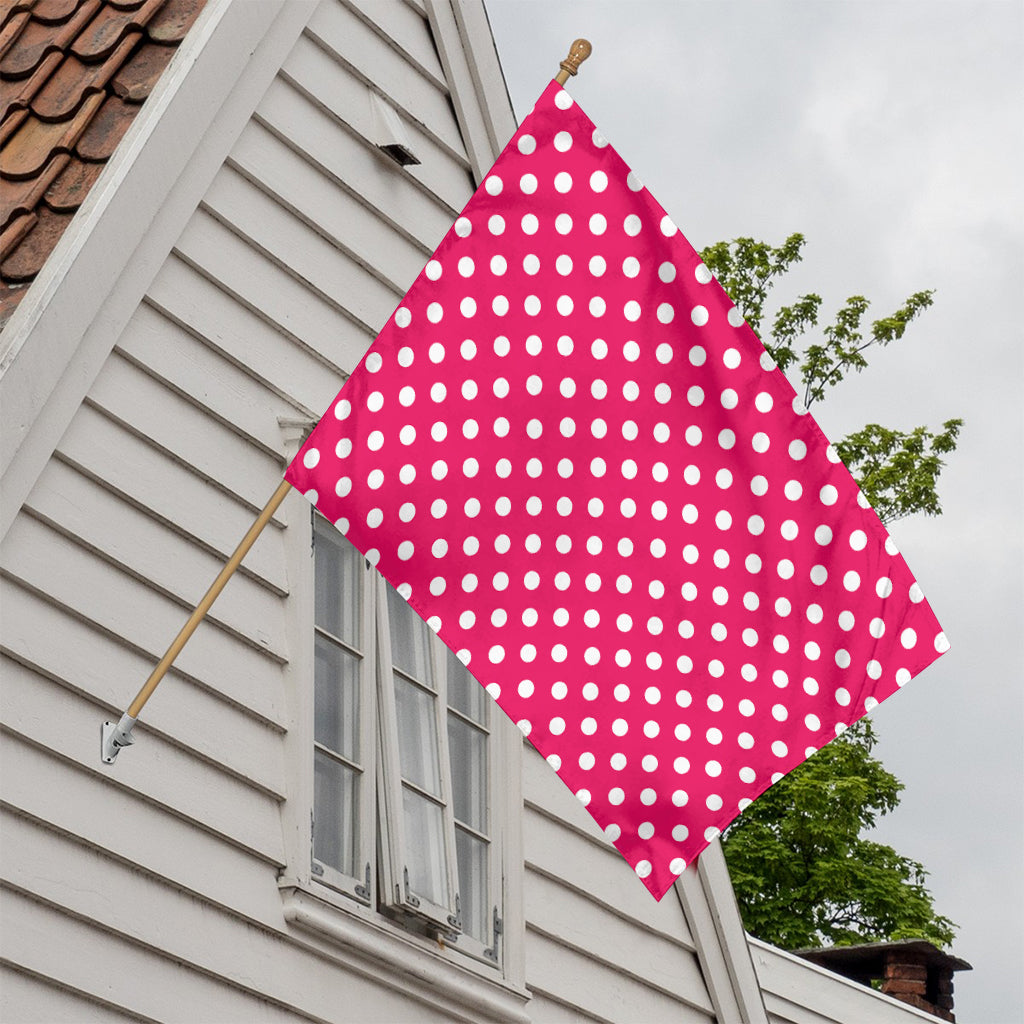 Hot Pink And White Polka Dot Print House Flag