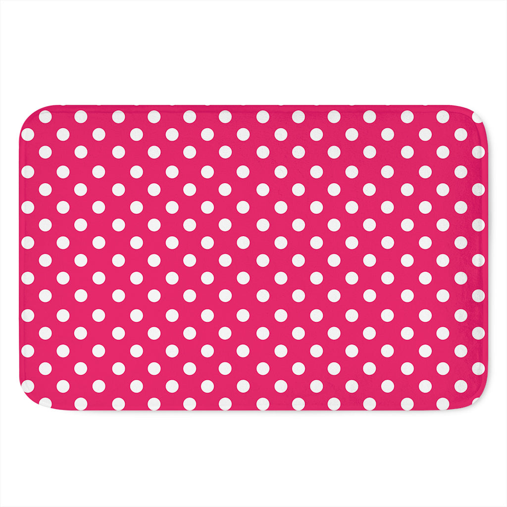 Hot Pink And White Polka Dot Print Indoor Door Mat