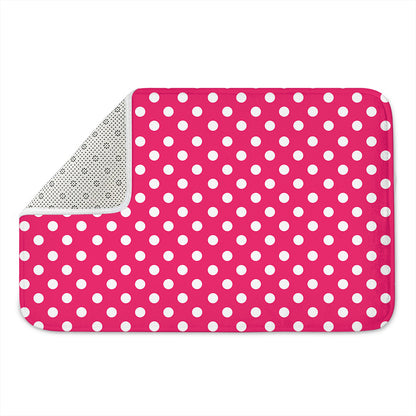 Hot Pink And White Polka Dot Print Indoor Door Mat
