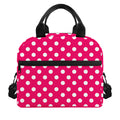 Hot Pink And White Polka Dot Print Insulated Lunch Bag