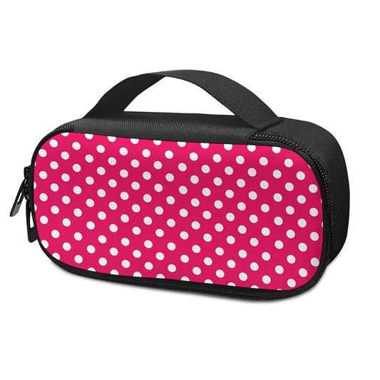 Hot Pink And White Polka Dot Print Insulin Cooler Travel Case