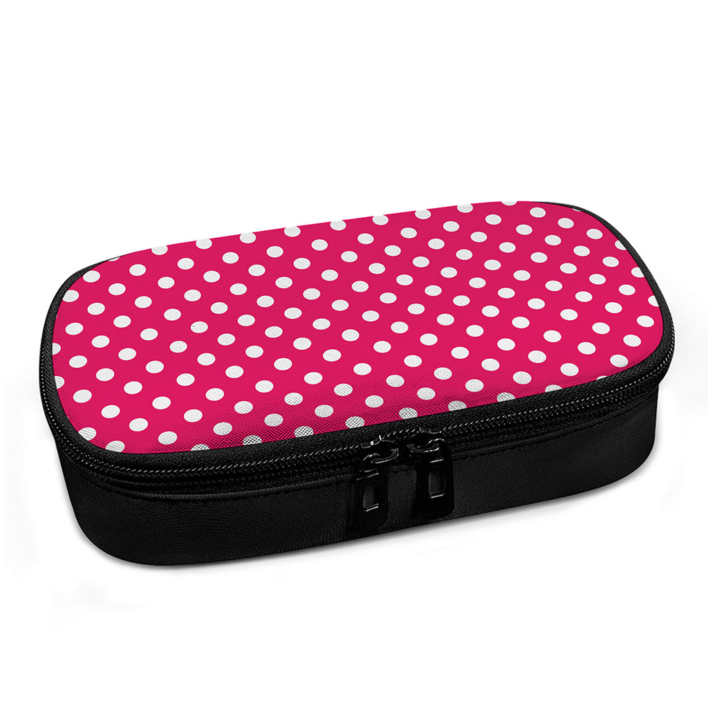Hot Pink And White Polka Dot Print Insulin Cooler Travel Case