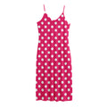 Hot Pink And White Polka Dot Print Jersey Midi Cami Dress
