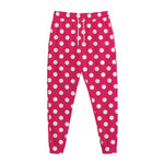 Hot Pink And White Polka Dot Print Jogger Pants