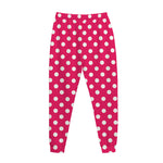 Hot Pink And White Polka Dot Print Jogger Pants