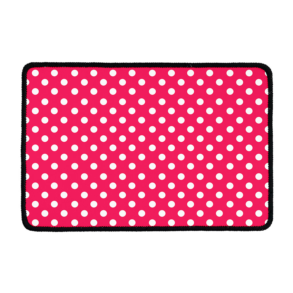 Hot Pink And White Polka Dot Print Kitchen Mat