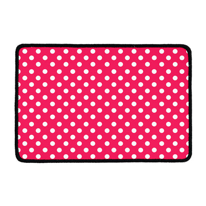Hot Pink And White Polka Dot Print Kitchen Mat