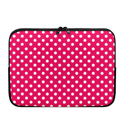 Hot Pink And White Polka Dot Print Laptop Sleeve