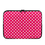 Hot Pink And White Polka Dot Print Laptop Sleeve