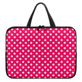 Hot Pink And White Polka Dot Print Laptop Sleeve With Handle