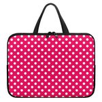 Hot Pink And White Polka Dot Print Laptop Sleeve With Handle