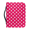 Hot Pink And White Polka Dot Print Leather Bible Cover