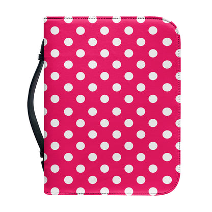 Hot Pink And White Polka Dot Print Leather Bible Cover