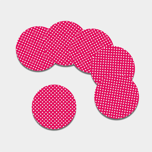 Hot Pink And White Polka Dot Print Leather Coaster Set