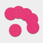 Hot Pink And White Polka Dot Print Leather Coaster Set