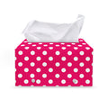 Hot Pink And White Polka Dot Print Leather Tissue Box Cover