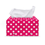 Hot Pink And White Polka Dot Print Leather Tissue Box Cover