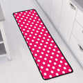 Hot Pink And White Polka Dot Print Long Kitchen Mat