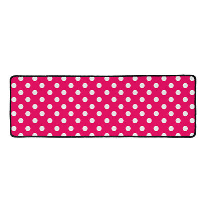 Hot Pink And White Polka Dot Print Long Kitchen Mat