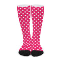 Hot Pink And White Polka Dot Print Long Socks