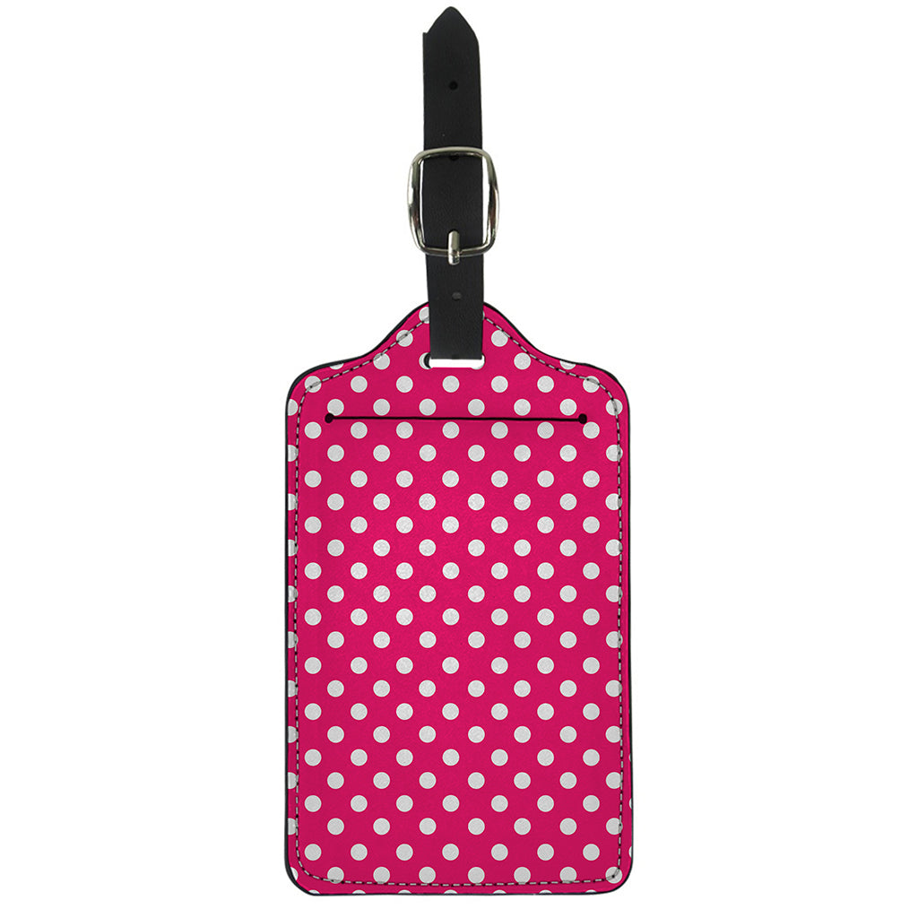 Hot Pink And White Polka Dot Print Luggage Tag